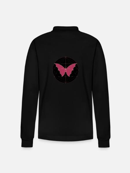 Sacred Geometry Butterfly - Stanley/Stella Organic Unisex Long-Sleeved Polo Shirt Prepster - black