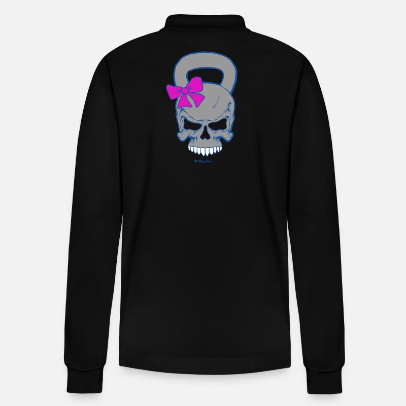 Kettlebell-Skull (weiblich) - Stanley/Stella Unisex Bio-Langarm-Poloshirt Prepster - Schwarz