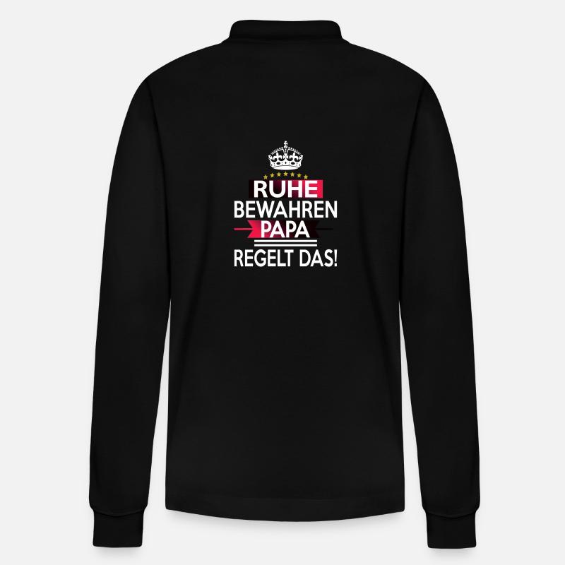 Ruhe Bewahren Papa regelt das! - Stanley/Stella Unisex Bio-Langarm-Poloshirt Prepster - Schwarz