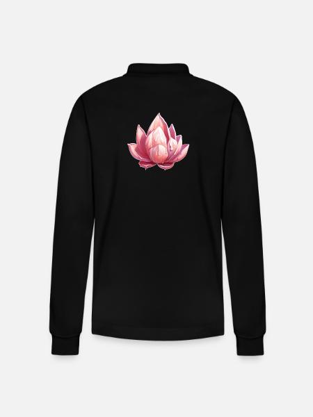 Lotusblüte - Stanley/Stella Unisex Bio-Langarm-Poloshirt Prepster - Schwarz