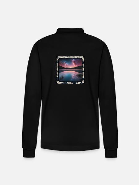 Seascape with reflections - Stanley/Stella Organic Unisex Long-Sleeved Polo Shirt Prepster - black