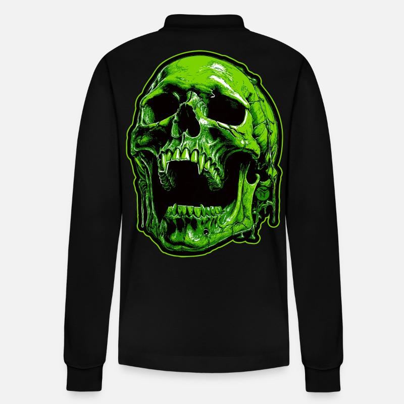 Grüner Vampirschädel - Stanley/Stella Unisex Bio-Langarm-Poloshirt Prepster - Schwarz