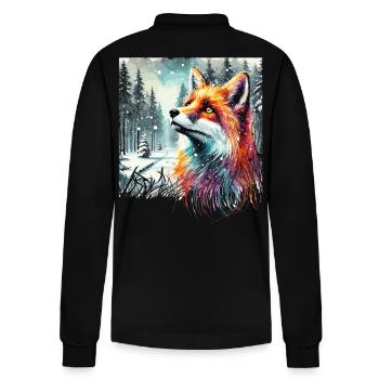 Aquarell Fuchs, Fuchs, Winter Hintergrund - Stanley/Stella Unisex Bio-Langarm-Poloshirt Prepster - Schwarz - Hinten - Anna (173cm)