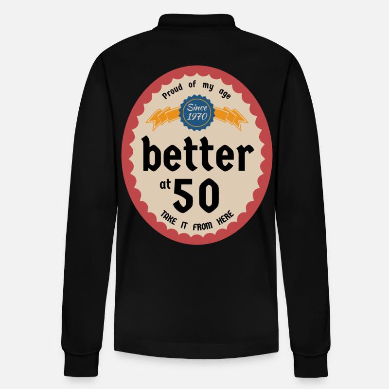 Better at 50 - Stanley/Stella Unisex Bio-Langarm-Poloshirt Prepster - Schwarz