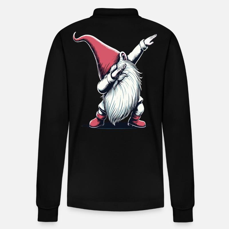 Dabbing Gnome Dab Père Noël - Polo à manches longues bio PREPSTER Stanley/Stella Unisexe - noir