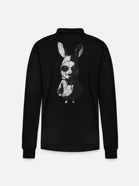 Witziger Hase Lustig - Stanley/Stella Unisex Bio-Langarm-Poloshirt Prepster - Schwarz