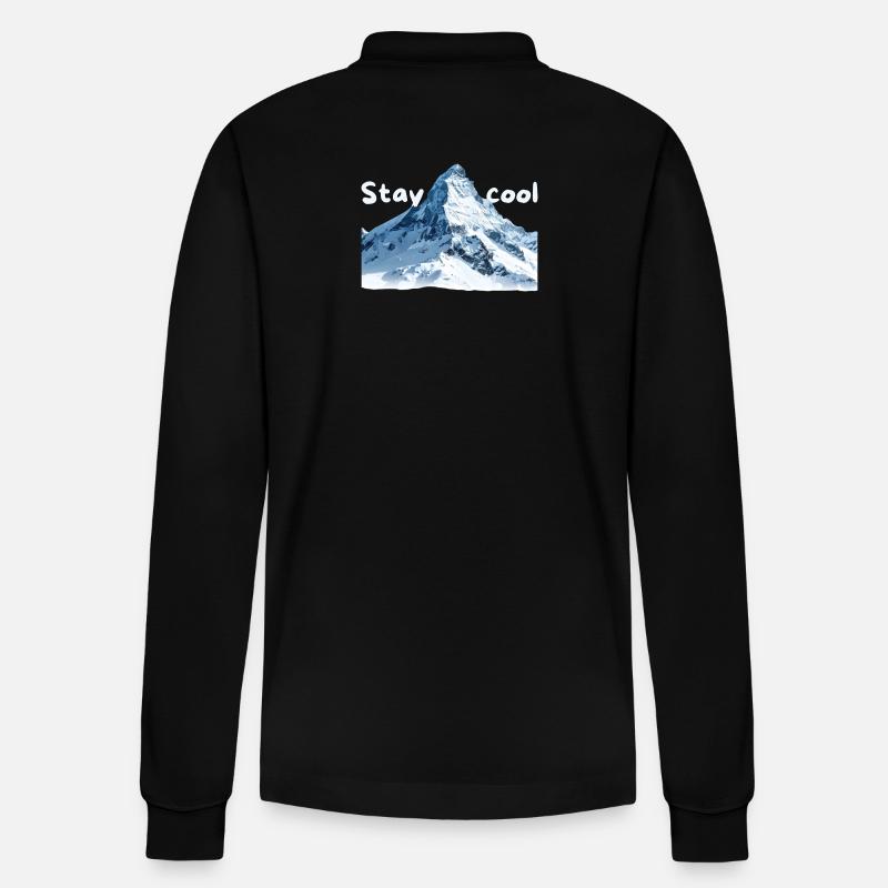 Berglandschaft Stay Cool - Stanley/Stella Unisex Bio-Langarm-Poloshirt Prepster - Schwarz