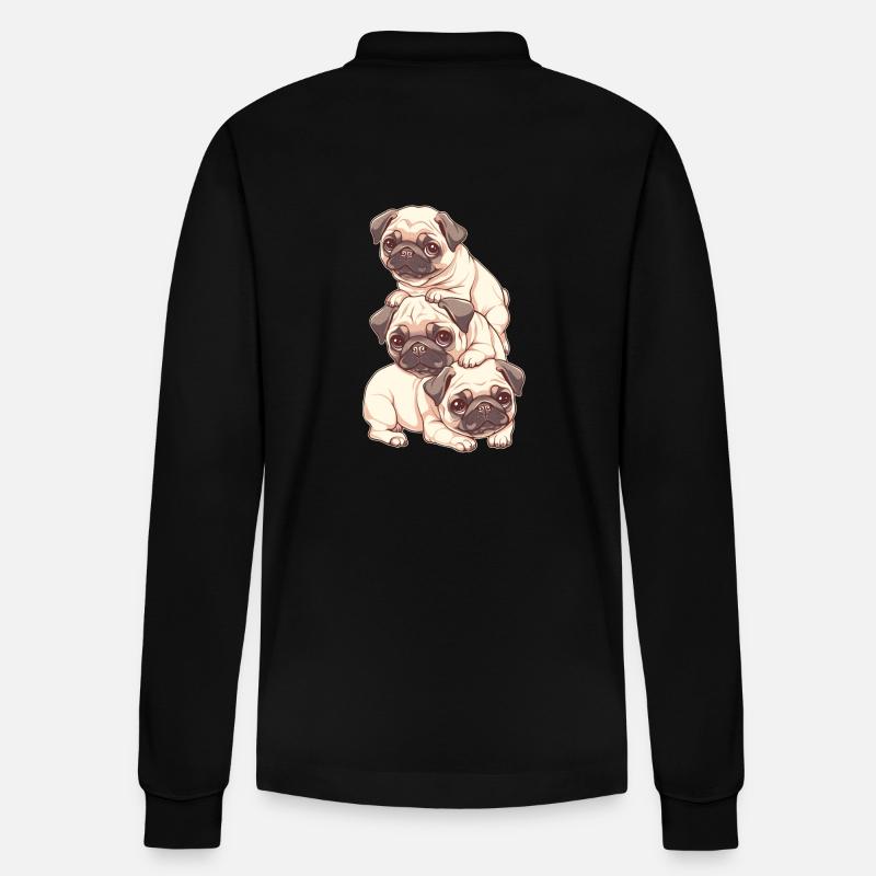Mops Stapel - Stanley/Stella Unisex Bio-Langarm-Poloshirt Prepster - Schwarz