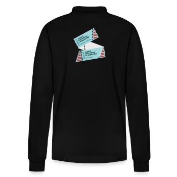 GODNEWS Alltagstourist*in »Ticket« - Stanley/Stella Unisex Bio-Langarm-Poloshirt Prepster - Schwarz - Hinten - Anna (173cm)