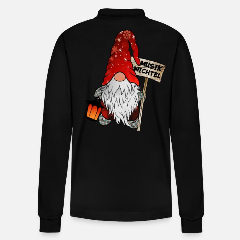 Musik Wichtel – Weihnachtsgnom - Stanley/Stella Unisex Bio-Langarm-Poloshirt Prepster - Schwarz