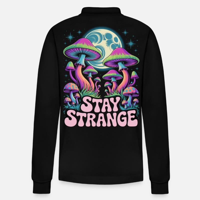 Art de champignons Stay Strange - Polo à manches longues bio PREPSTER Stanley/Stella Unisexe - noir