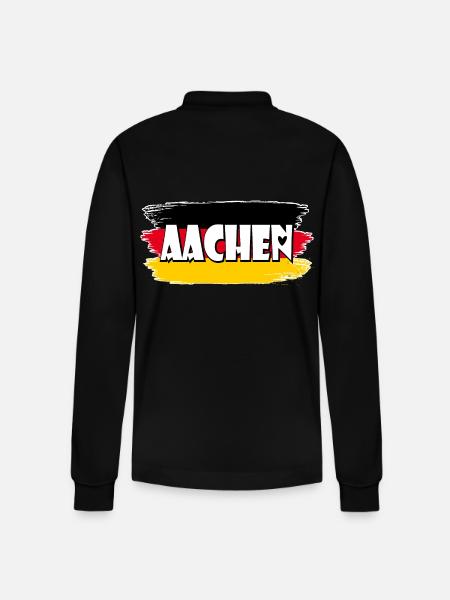Aachen Germany Flag - Stanley/Stella Organic Unisex Long-Sleeved Polo Shirt Prepster - black
