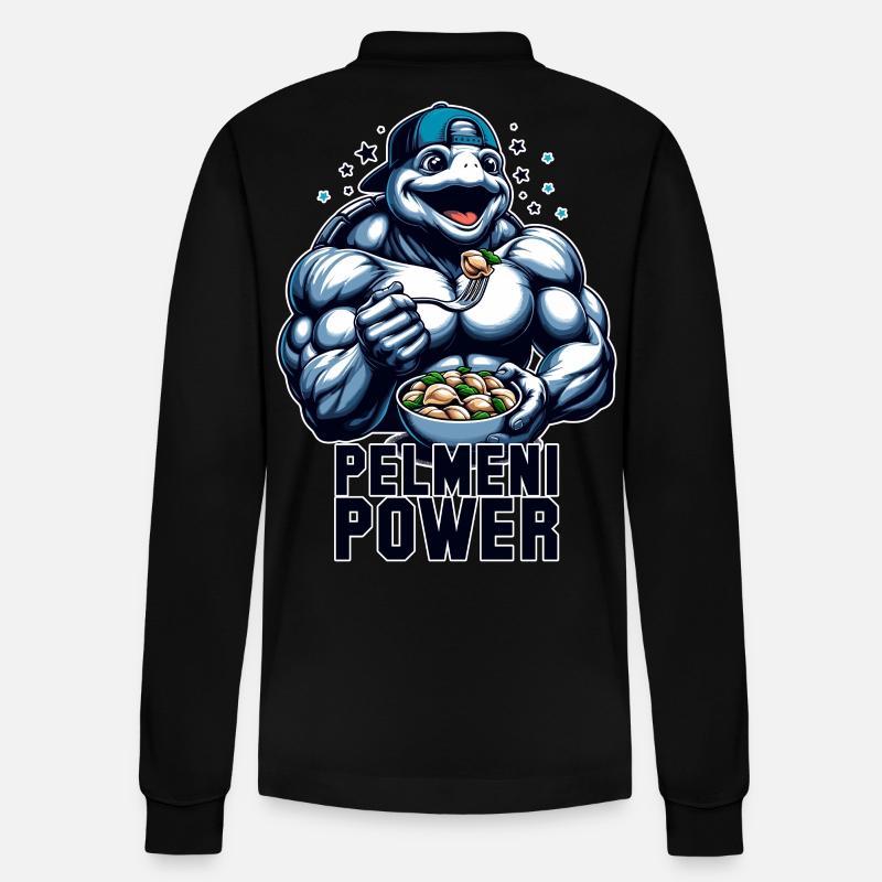 Pelmeni Power Turtle Gift - Stanley/Stella Organic Unisex Long-Sleeved Polo Shirt Prepster - black