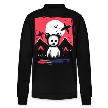 Japan's rote Sonne: Ein seltsamer Spielzeug-Bär - Stanley/Stella Unisex Bio-Langarm-Poloshirt Prepster - Schwarz - Hinten - Anna (173cm)