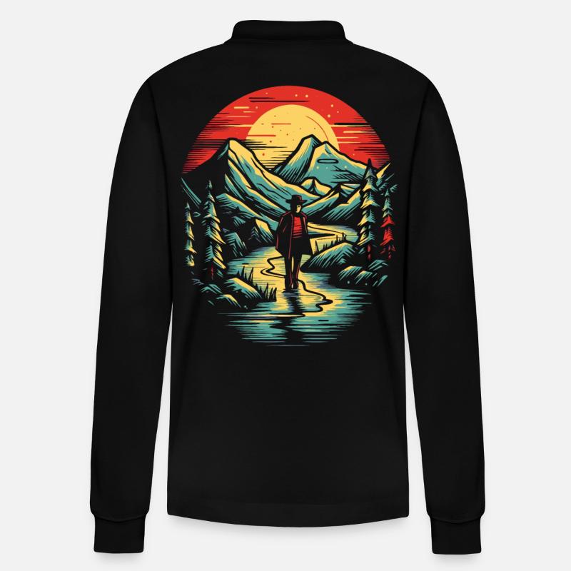 Der einsame Wanderer - Stanley/Stella Unisex Bio-Langarm-Poloshirt Prepster - Schwarz