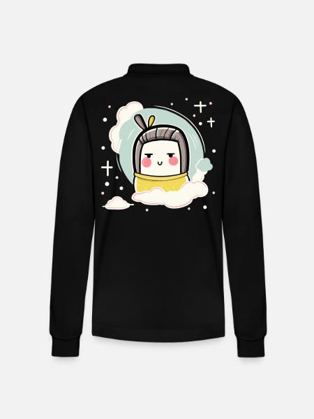 Chibi Kawaii Tofu Geisha - Stanley/Stella Organic Unisex Long-Sleeved Polo Shirt Prepster - black