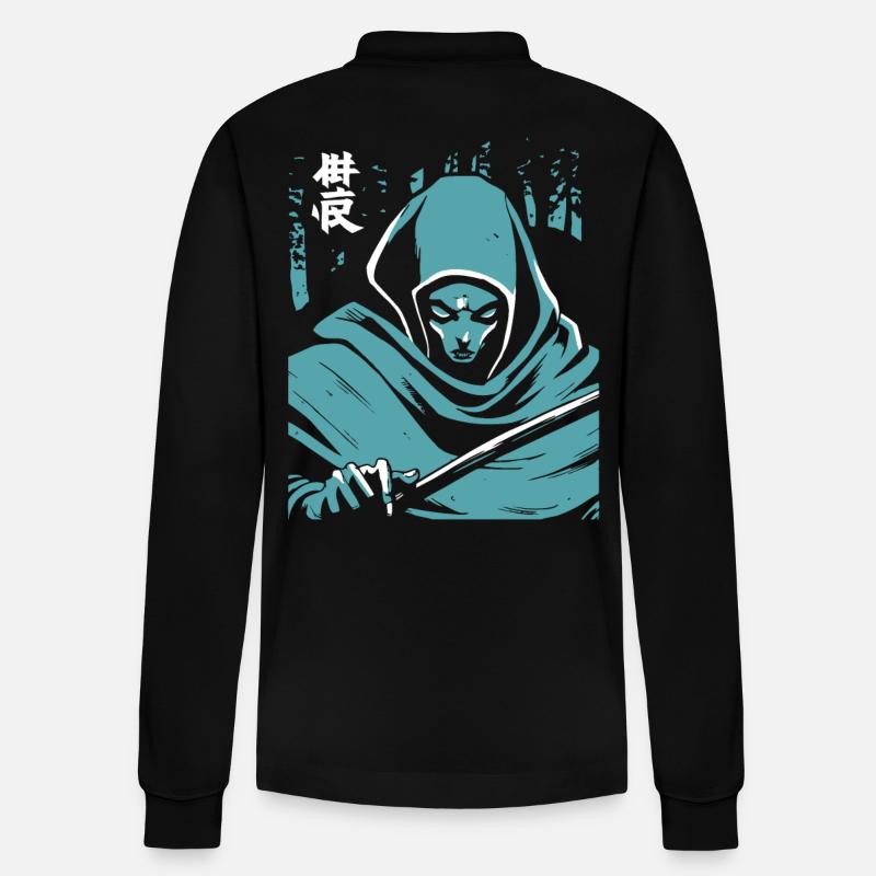 Japanischer Horror Geist - Stanley/Stella Unisex Bio-Langarm-Poloshirt Prepster - Schwarz