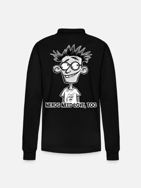 Nerds need love too - Stanley/Stella Organic Unisex Long-Sleeved Polo Shirt Prepster - black