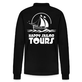 Happy sailor tours on the ship - Stanley/Stella Organic Unisex Long-Sleeved Polo Shirt Prepster - black - Back - Anna (173cm)