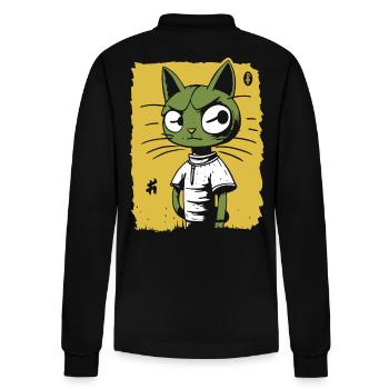 Un chat de dessin animé suspect - Polo à manches longues bio PREPSTER Stanley/Stella Unisexe - noir - Dos - Anna (173cm)