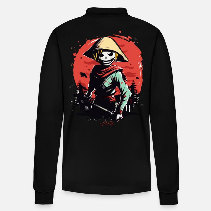 Schlanker Reisbauer Zombie Samurai - Stanley/Stella Unisex Bio-Langarm-Poloshirt Prepster - Schwarz