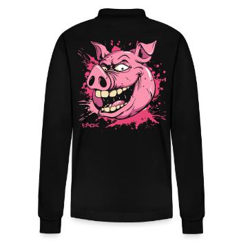 Ein wirklich gemeines Schwein - Stanley/Stella Unisex Bio-Langarm-Poloshirt Prepster - Schwarz - Hinten - Anna (173cm)