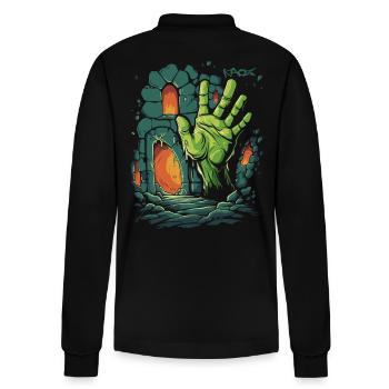 Die Verlies Zombie Hand - Stanley/Stella Unisex Bio-Langarm-Poloshirt Prepster - Schwarz - Hinten - Anna (173cm)