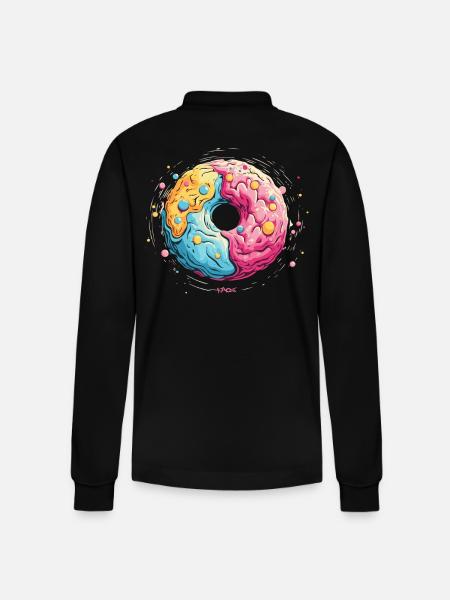 A Donut Galaxy - Stanley/Stella Organic Unisex Long-Sleeved Polo Shirt Prepster - black
