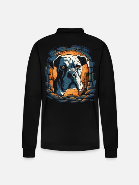 The Cool Dungeon Dog - Stanley/Stella Organic Unisex Long-Sleeved Polo Shirt Prepster - black