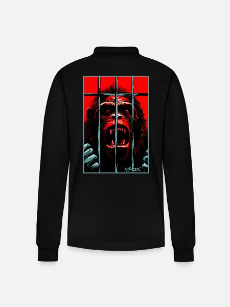 Free the chimpanzee monkey - Stanley/Stella Organic Unisex Long-Sleeved Polo Shirt Prepster - black