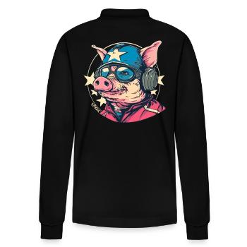 Cochon de dessin animé pilote cool et résistant - Polo à manches longues bio PREPSTER Stanley/Stella Unisexe - noir - Dos - Anna (173cm)