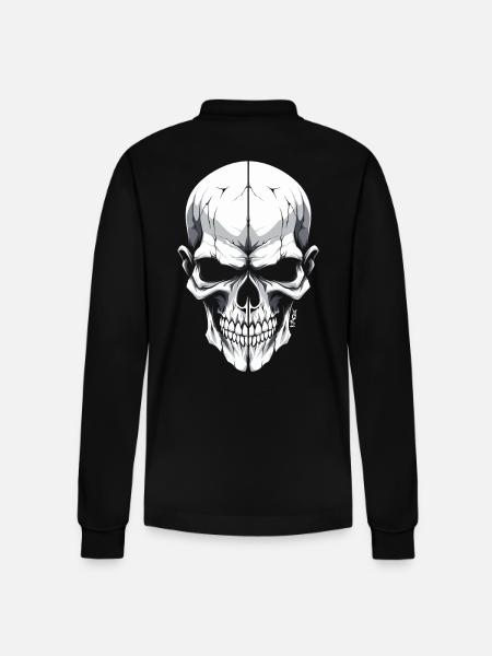 White and cool split skull - Stanley/Stella Organic Unisex Long-Sleeved Polo Shirt Prepster - black