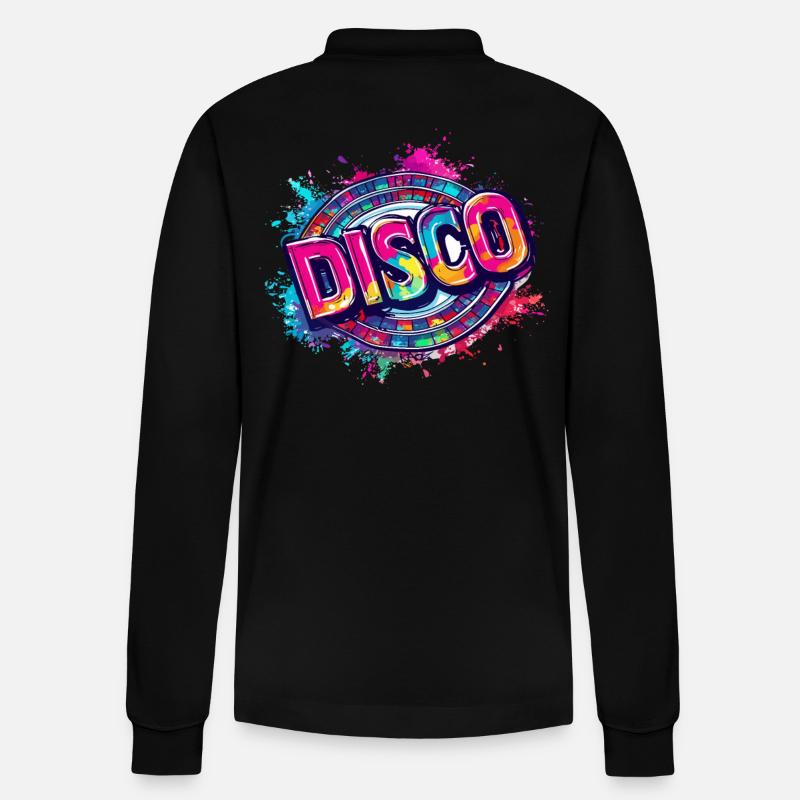 Super cooles Disco-Design - Stanley/Stella Unisex Bio-Langarm-Poloshirt Prepster - Schwarz