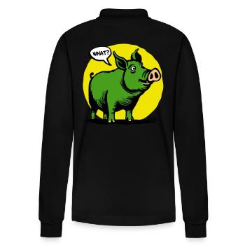 Drôle de cochon jaune et vert, hein ? - Polo à manches longues bio PREPSTER Stanley/Stella Unisexe - noir - Dos - Anna (173cm)