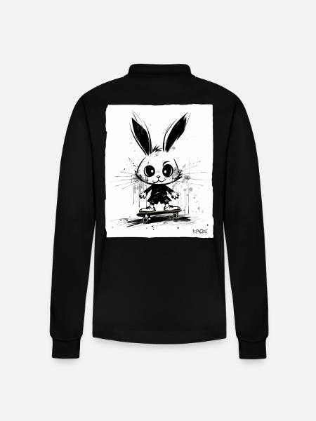 Skater Bunny: Skateboarding - Stanley/Stella Organic Unisex Long-Sleeved Polo Shirt Prepster - black