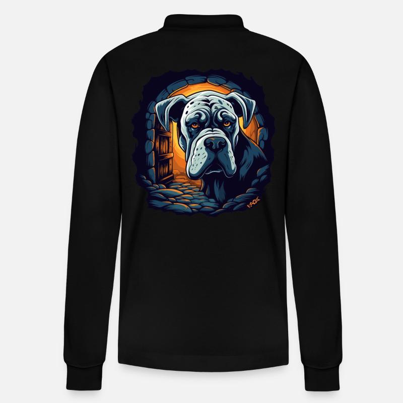 Großer Hund im Haus - Stanley/Stella Unisex Bio-Langarm-Poloshirt Prepster - Schwarz