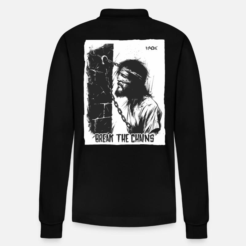 Suffering man, break the chains - Stanley/Stella Organic Unisex Long-Sleeved Polo Shirt Prepster - black