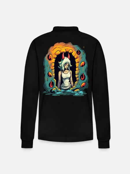 Devil Dungeon Girl - Stanley/Stella Organic Unisex Long-Sleeved Polo Shirt Prepster - black