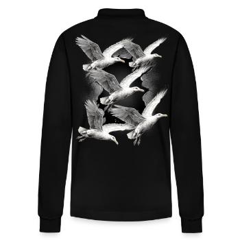 Seagulls Seagull Maritime Seabirds - Stanley/Stella Organic Unisex Long-Sleeved Polo Shirt Prepster - black - Back - Anna (173cm)