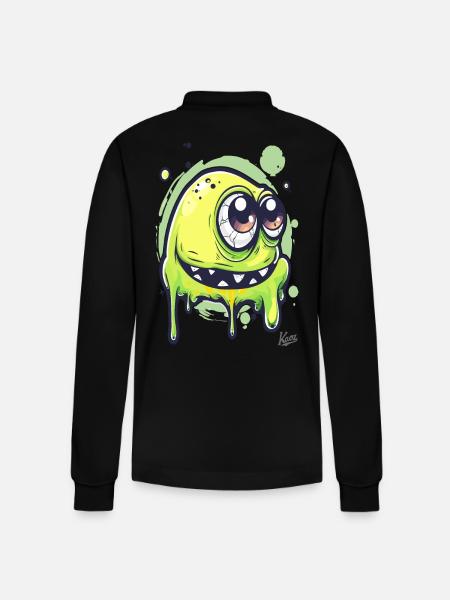 Funny Slime Monster - Stanley/Stella Organic Unisex Long-Sleeved Polo Shirt Prepster - black