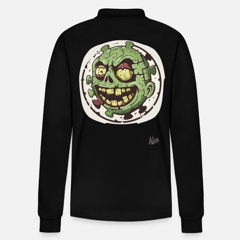 Dämlich Lustiger Zombie-Puzzle-Kopf - Stanley/Stella Unisex Bio-Langarm-Poloshirt Prepster - Schwarz