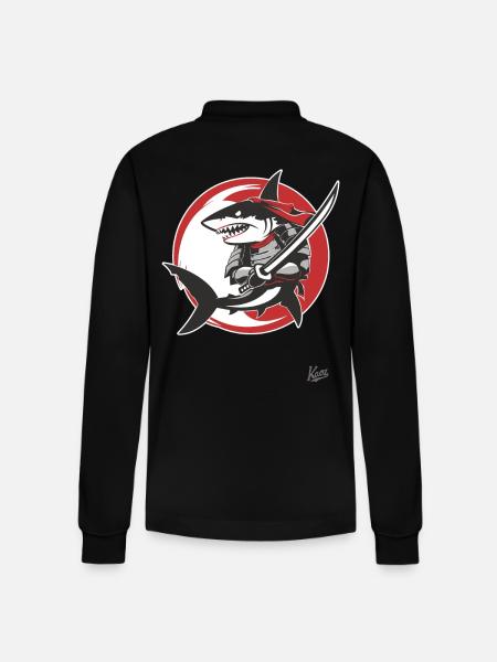 Samurai Katana Shark - Stanley/Stella Organic Unisex Long-Sleeved Polo Shirt Prepster - black