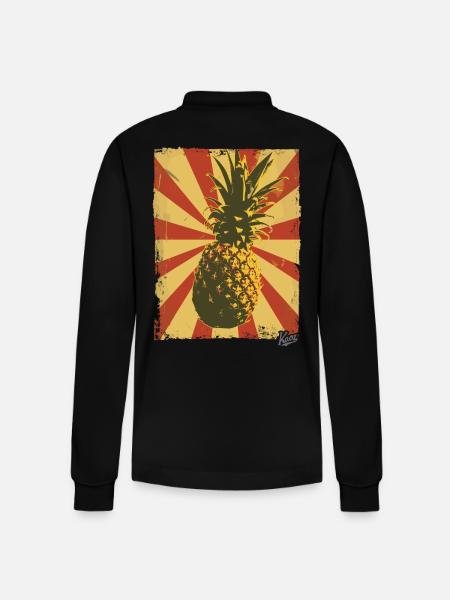 Propaganda style pineapple - Stanley/Stella Organic Unisex Long-Sleeved Polo Shirt Prepster - black