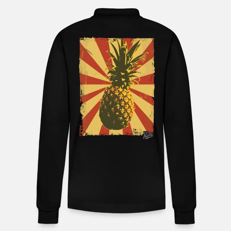 Propaganda-Stil Ananas - Stanley/Stella Unisex Bio-Langarm-Poloshirt Prepster - Schwarz