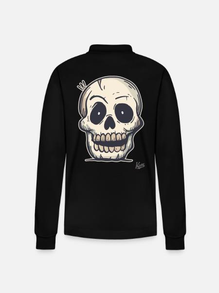 Funny Simple Skull - Stanley/Stella Organic Unisex Long-Sleeved Polo Shirt Prepster - black