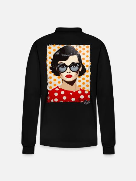 1950er Polka-Dot Pop-Art Mode Frauen - Stanley/Stella Unisex Bio-Langarm-Poloshirt Prepster - Schwarz