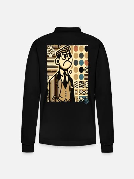 Angry retro man chooses wallpaper - Stanley/Stella Organic Unisex Long-Sleeved Polo Shirt Prepster - black