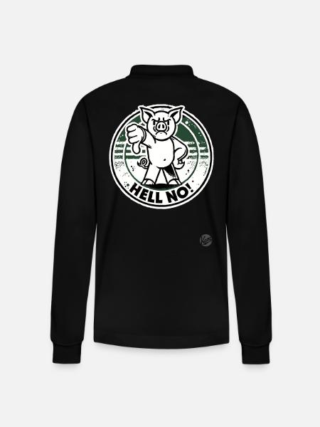 No way! Thumbs down pig - Stanley/Stella Organic Unisex Long-Sleeved Polo Shirt Prepster - black