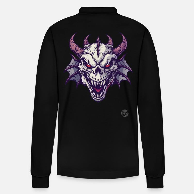 L’horreur du dragon crâne - Polo à manches longues bio PREPSTER Stanley/Stella Unisexe - noir