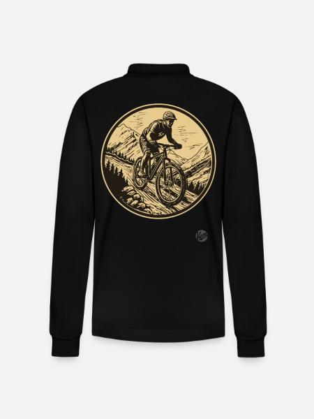 Mountain biking - Stanley/Stella Organic Unisex Long-Sleeved Polo Shirt Prepster - black